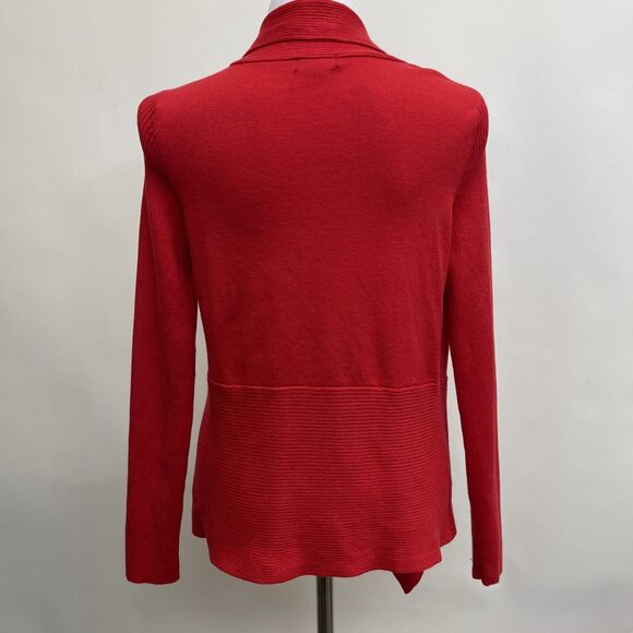 Verve Ami Women's Cardigan Sweater Large X-Large Red Asymmetrical Open Front - Picture 4 of 9
